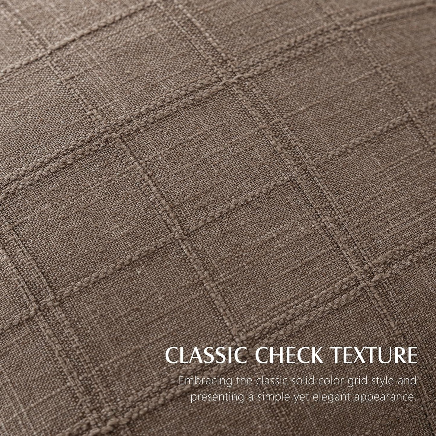 Foindtower Set of 2 Decorative Linen Check Throw Pillow Covers Neutral Farmhouse Vintage Cushion Covers Modern Boho Home Decor for Sofa Chair Couch Bedroom Living Room,18×18 Inch,Taupe Grey