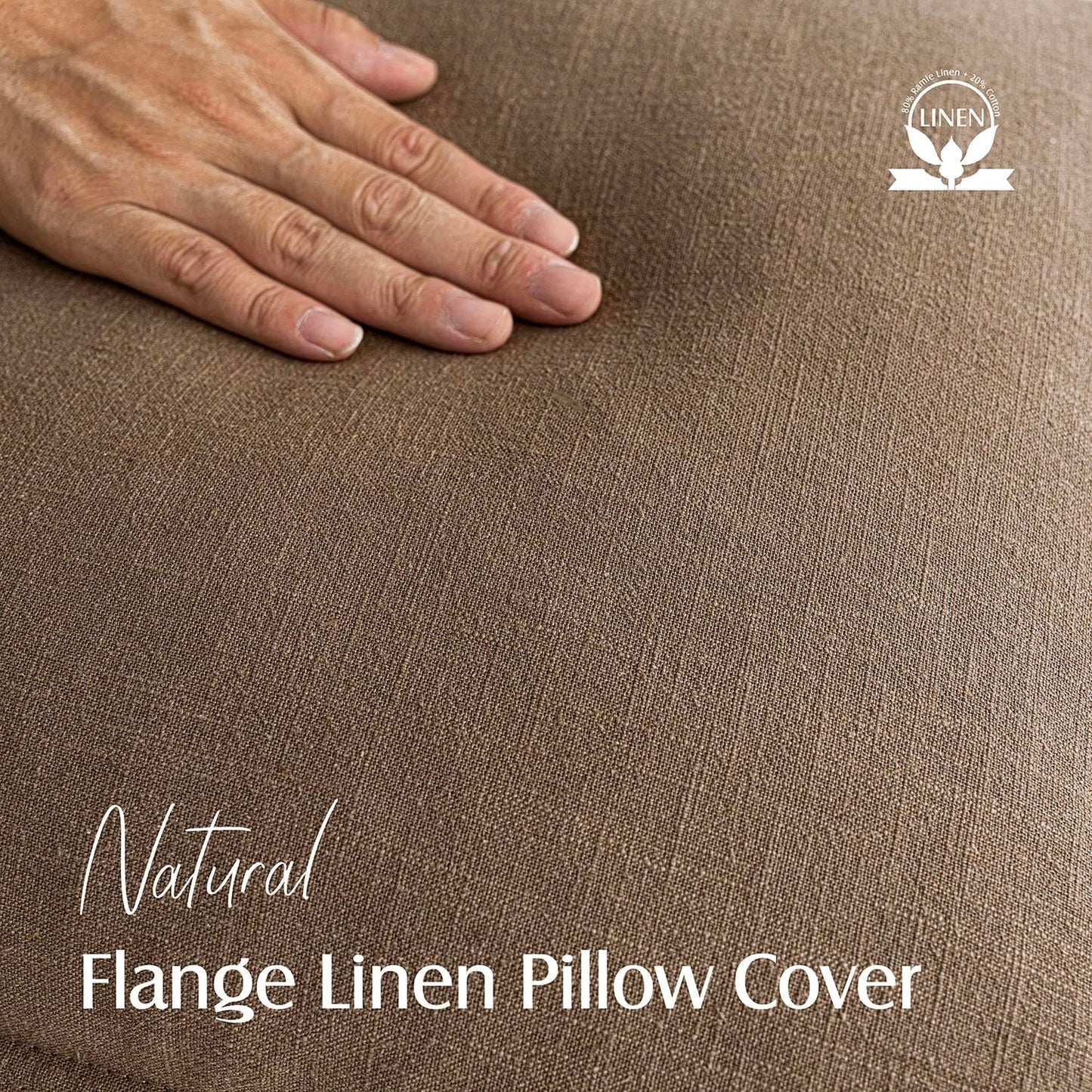 Foindtower Pack of 2, Decorative Linen Soild Throw Pillow Covers Soft Accent Cushion Case Boho Farmhouse Neutral Pillowcase for Chair Couch Sofa Bedroom Living Room Home Decor 24 x 24 Inch Light Brown