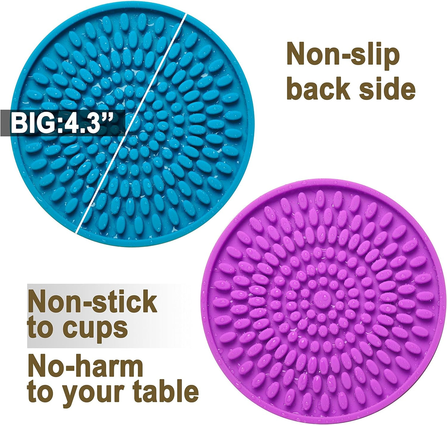 Colorful Coasters for Drinks Absorbent, Rubber Drink Coaster Set, Silicone Rainbow Coasters for Kids Coffee Table Desk, 4.3 Inch Oval Shape Deep Tray Pot Holder Trivet (Set of 6)