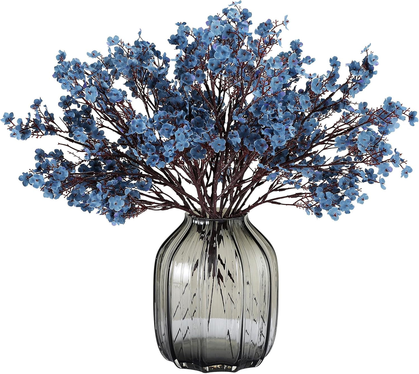 JAKY-Global Babys Breath Silk Artificial Flowers Bulk 6pcs for Fall Decor Fake Flower Bouquet Bulk for Home Kitchen Indoor Bouquet Floral Arrangement Table Centerpieces Party Decor(Blue Ashes)