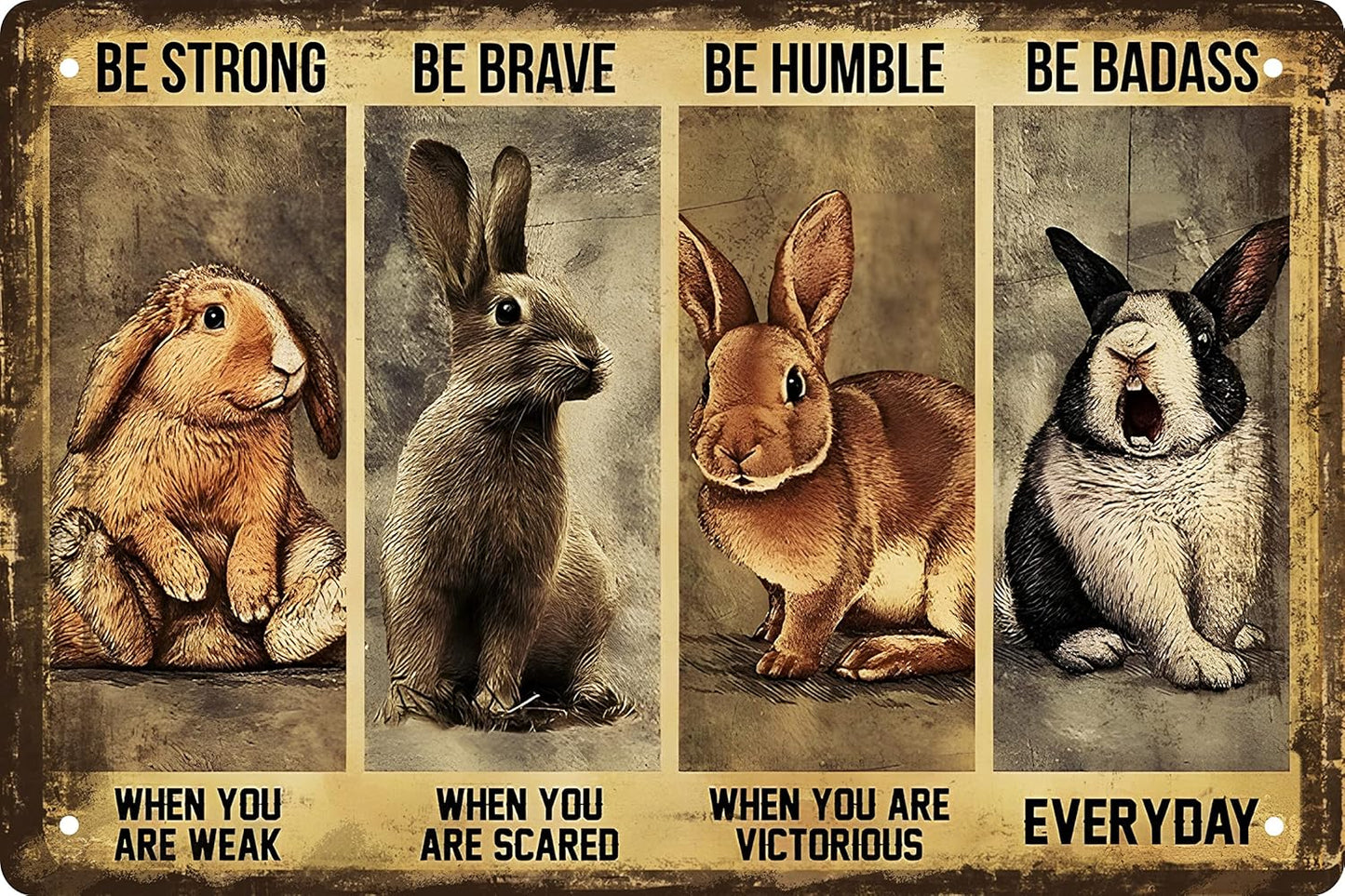 Funny Rabbit Decor Retro Metal Tin Sign Pet Lovers - Motivational Quote - Vintage Farm Art Sign for Home Office Room Coffee Bar Shop Wall Decor Poster Gift 8x12 in