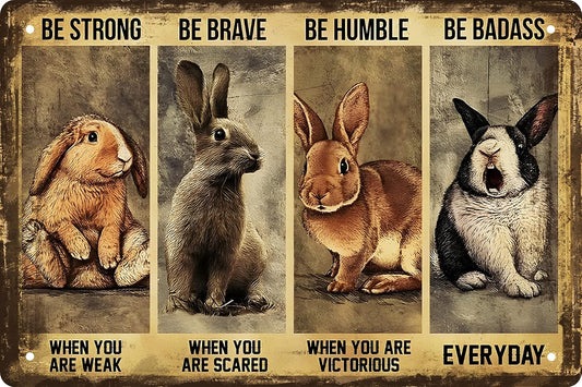 Funny Rabbit Decor Retro Metal Tin Sign Pet Lovers - Motivational Quote - Vintage Farm Art Sign for Home Office Room Coffee Bar Shop Wall Decor Poster Gift 8x12 in