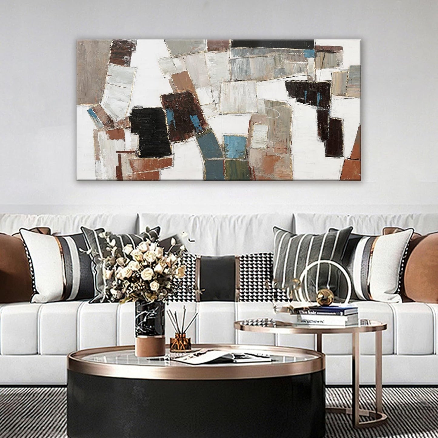 Dimpaga Abstract Canvas Wall Art Modern Wall Art Decor Pictures Wall Decor Minimalist Geometric Line Artwork for Walls Textured Wall Art Prints 20"X40" For Room Living Room Bedroom Office Decor