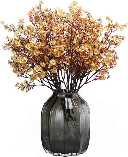 JAKY-Global Babys Breath Fabric Cloth Artificial Flowers 6 Bundle European Fake Silk Plants Decor Wedding Party Decoration Bouquets Real Touch DIY Home Garden (Gold-6pcs)