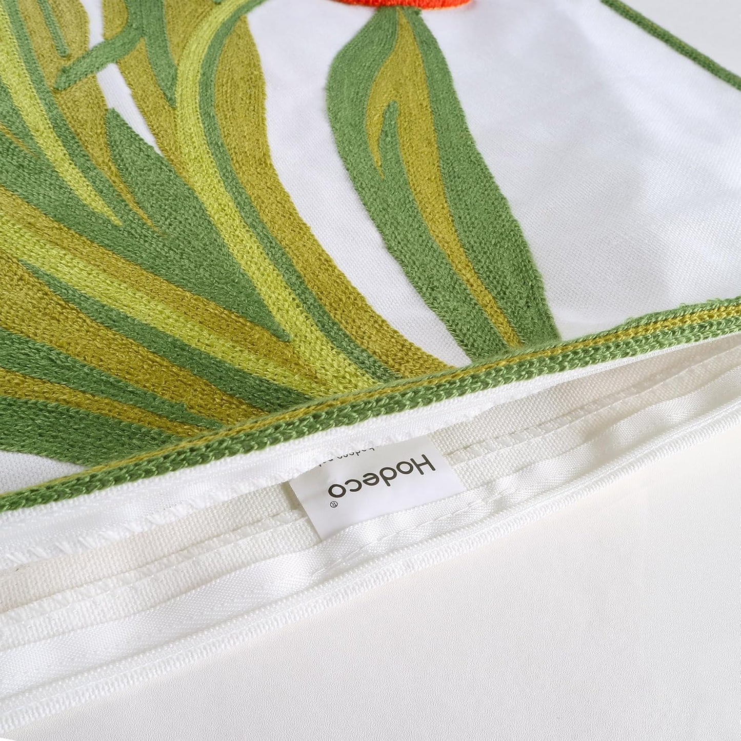 Embroidery Throw Pillow Cover 18x18 Home Decor Floor Pillow Cover for Couch Sofa Chair Gift 100% Cotton Floral Embroidered Cushion Cover Square Pillowcase 45x45cm Yellow Tulip, 1 Piece