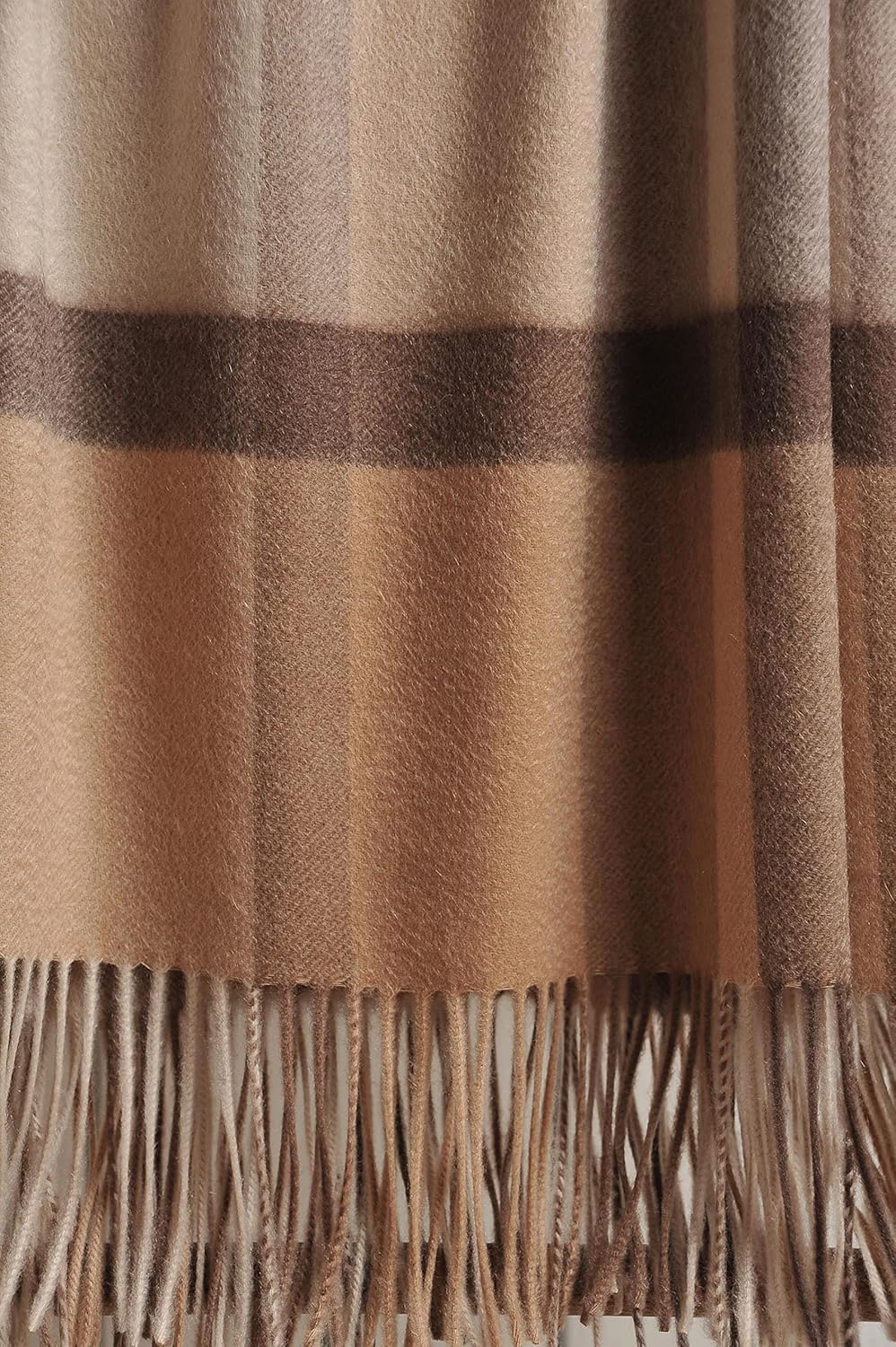 EP Mode 100% Pure Cashmere Throw Blanket for Sofa, Classic Design with Gift Box (Camel Tartan)