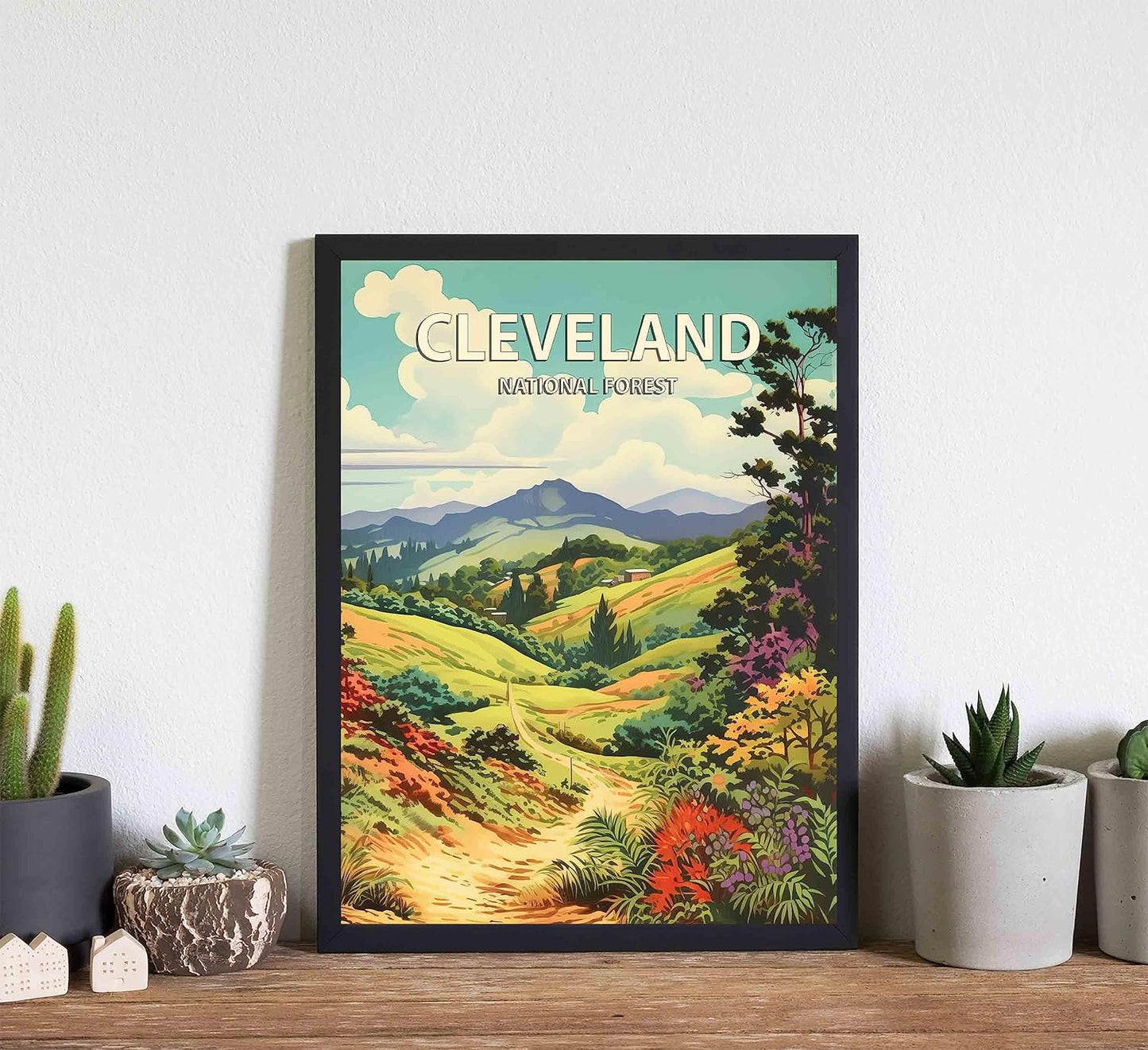 Cleveland National Forest Poster Art Print Retro Mountain Wall Art Poster Vintage Decor Nature Recreation Wilderness Wildlife Decoration, Outdoor Adventure Scenic Beauty Artwork. (Cleveland National