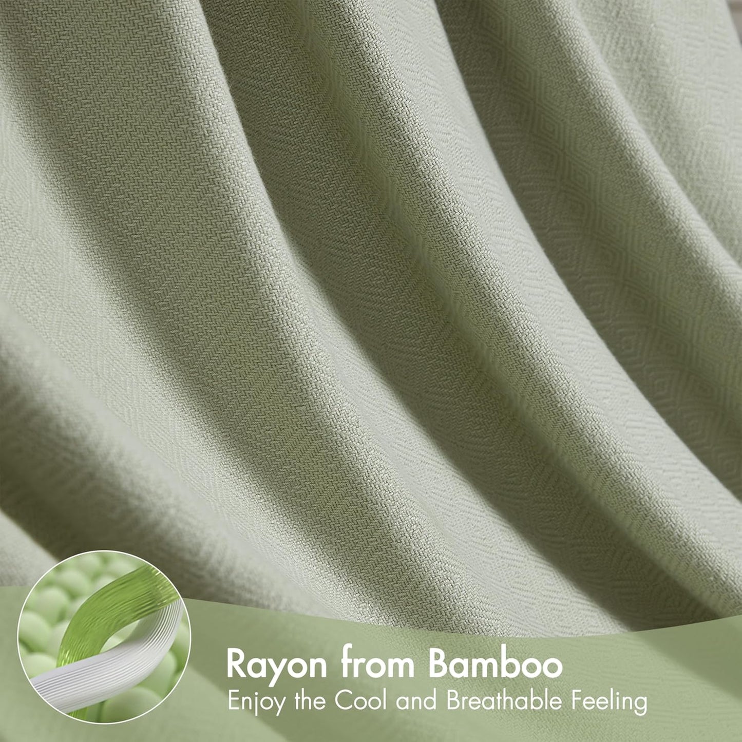 Madison Park Queen Size Blanket, 70% Rayon Bamboo-Based, 30% Cotton, Breathable for Hot Sleepers Menopause, Ultra Soft and Snag-Resistant, Summer Blanket for Bed or Couch, Queen 90"x90" Sage Green