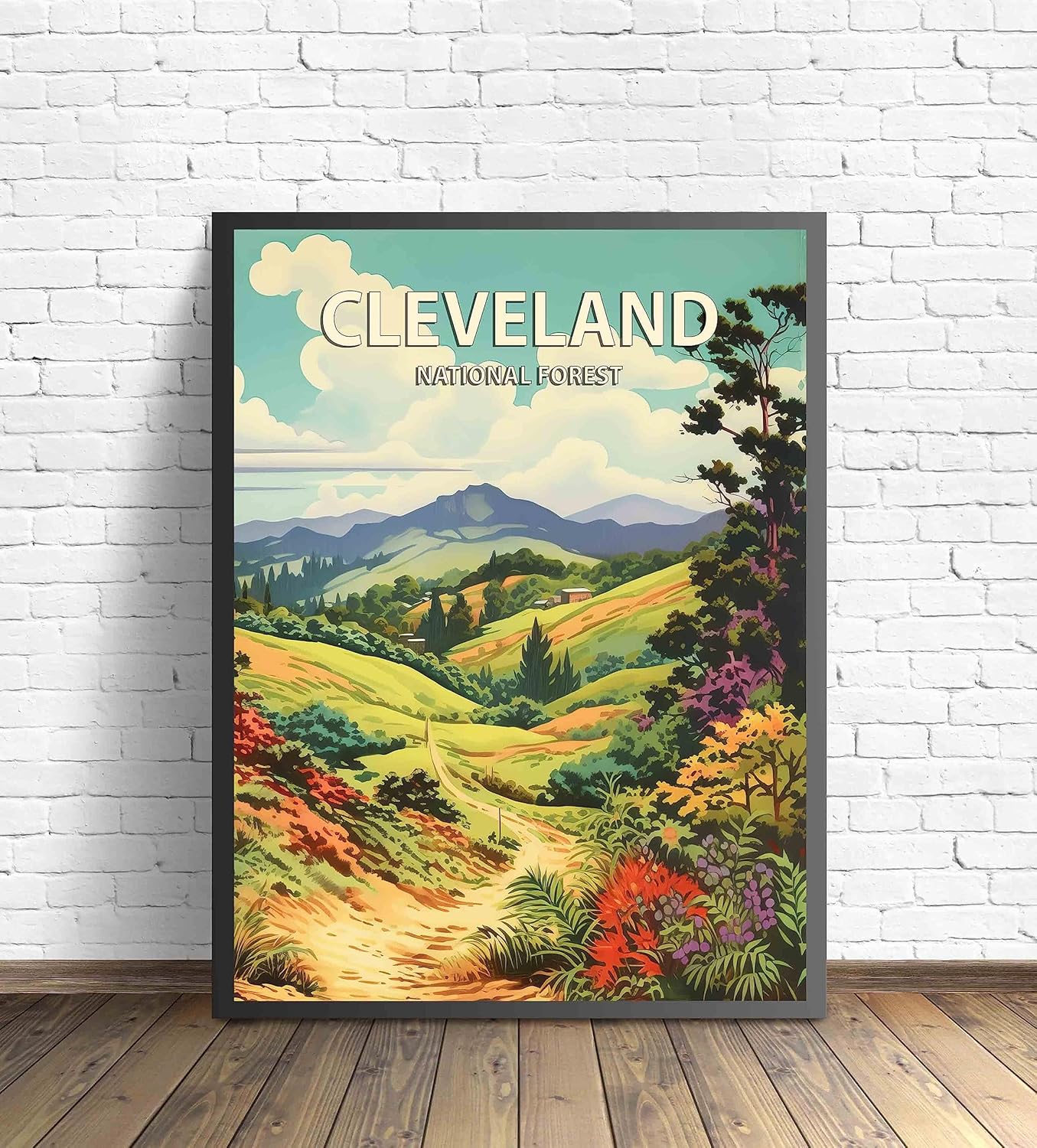Cleveland National Forest Poster Art Print Retro Mountain Wall Art Poster Vintage Decor Nature Recreation Wilderness Wildlife Decoration, Outdoor Adventure Scenic Beauty Artwork. (Cleveland National