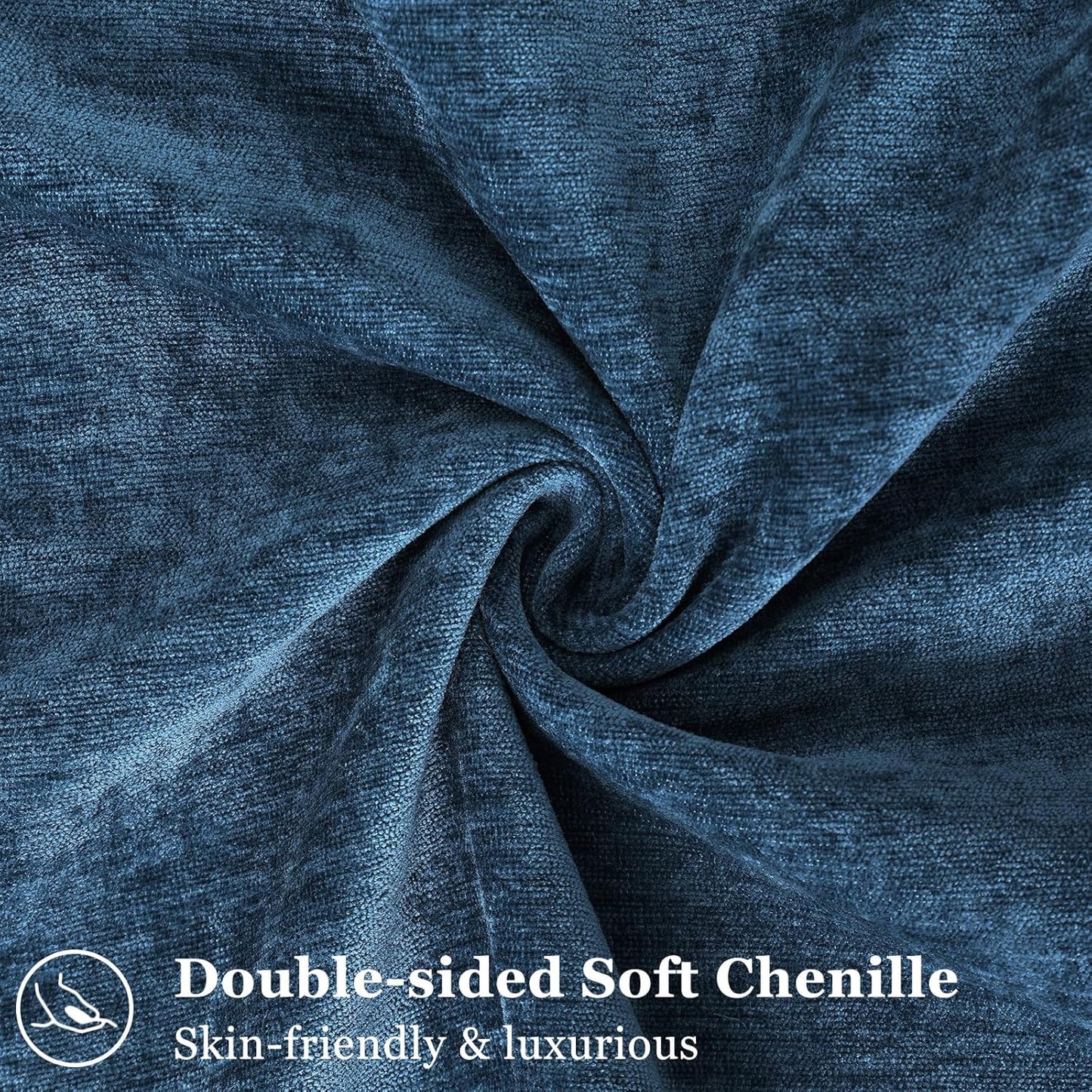 decorUhome Couch Throw Pillow Covers 24x24 Set of 2, Decorative Soft Euro Neutral Chenille Pillow Covers with Elegant Design for Sofa Bed Living Room Home Decor, Poseidon