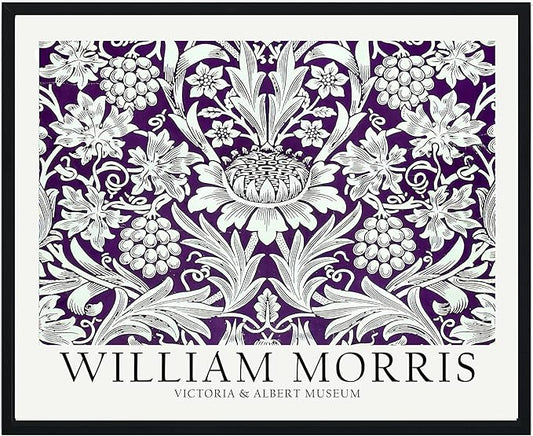 William Morris Purple Theme Wall Art Poster Prints, Famous Artist Patterns, Vintage Flowers Decor Artwork, Tapestry Historic Cultural Illustrations Fine Art, Colorful for Living Room, Bedroom, Office,