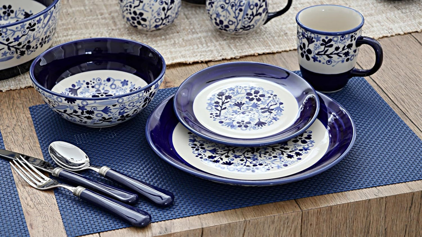 Blue Rose Polish Pottery - Blue Eloise Dessert Plate - 7" Diameter - Beautiful Plate for Cake, Appetizers, or Snacks