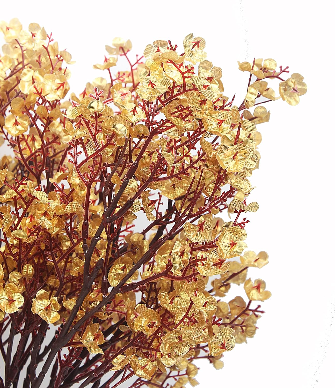 JAKY-Global Babys Breath Fabric Cloth Artificial Flowers 6 Bundle European Fake Silk Plants Decor Wedding Party Decoration Bouquets Real Touch DIY Home Garden (Gold-6pcs)