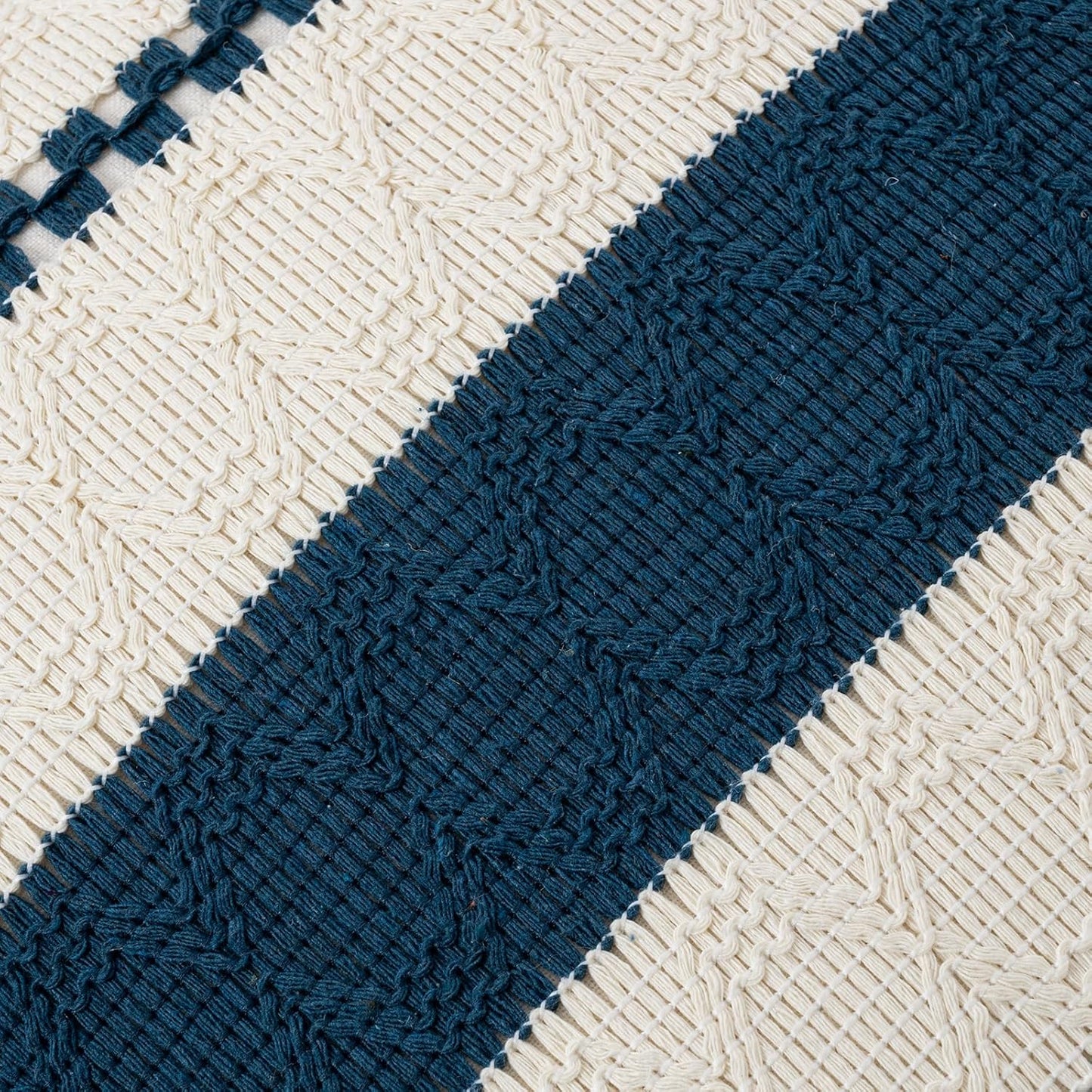 Fancy Homi Set of 2 Boho Teal Decorative Throw Pillow Cover 16x16 Inch for Couch Bed Sofa, Aesthetic Modern Organic Farmhouse Home Decor, Soft Cotton Cute Accent Macrame Woven Cushion Case