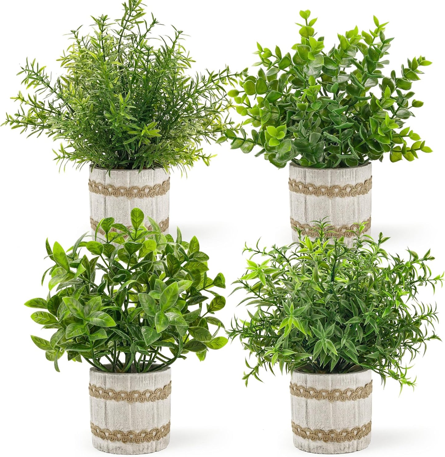 Der Rose 4 Pack Small Fake Plants Indoor Mini Artificial Plants for Home Office Farmhouse Decor Bathroom Bedroom Kitchen Desk Decor