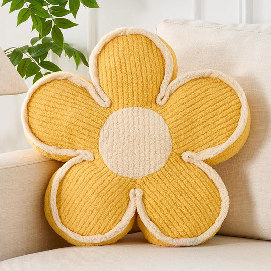 Flower Pillow Yellow Flowers Shaped Cushion Decorative Daisy Pillow for Bed Couch Cute Throw Pillows