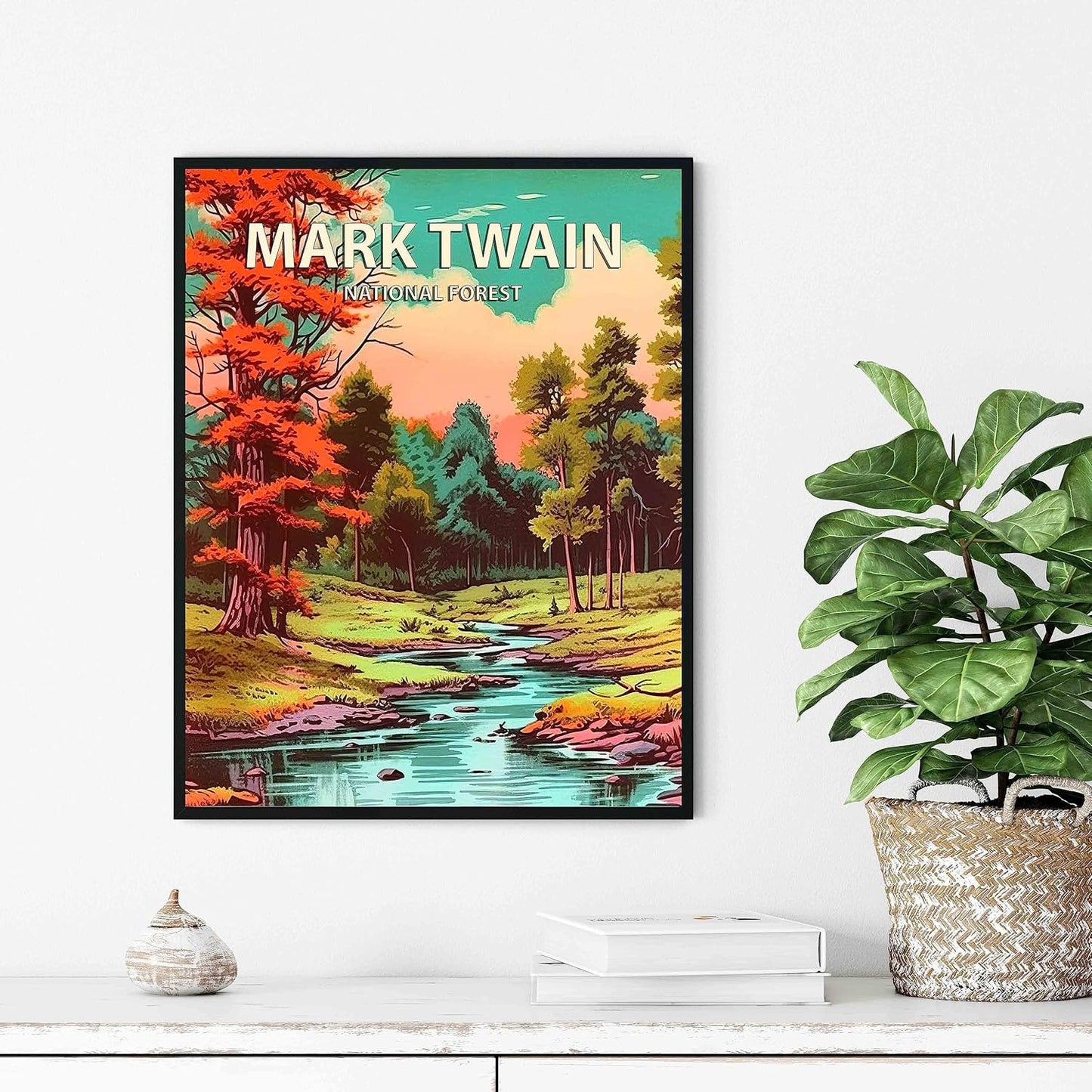 Mark Twain National Forest Poster Art Print Retro Mountain Wall Art Poster Vintage Decor Nature Recreation Wilderness Wildlife Decoration, Outdoor Adventure Scenic Beauty Artwork. (Mark Twain National