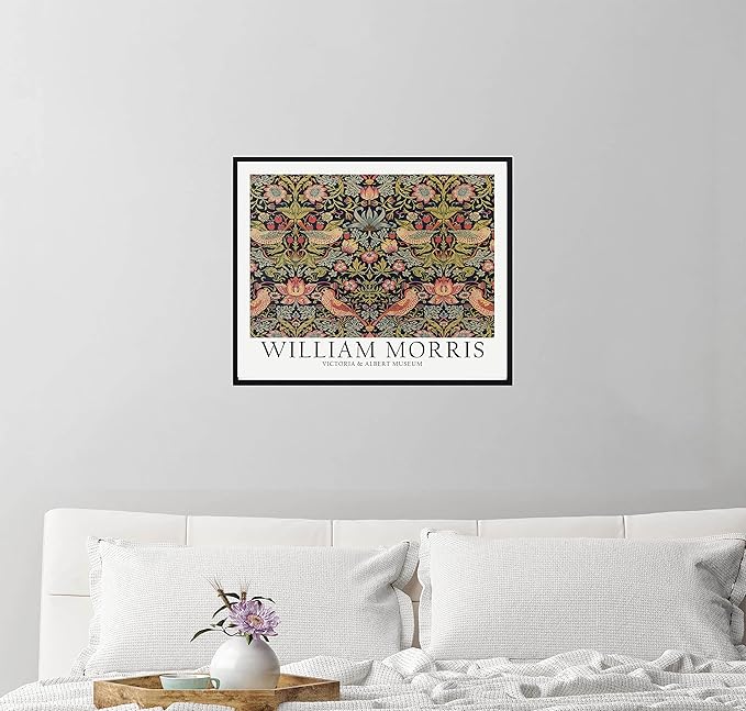 William Morris Birds and Flowers Wall Art Poster Prints, Famous Artist Patterns, Vintage Flowers Decor Artwork, Tapestry Historic Cultural Illustrations Fine Art, Colorful for Living Room, Bedroom,