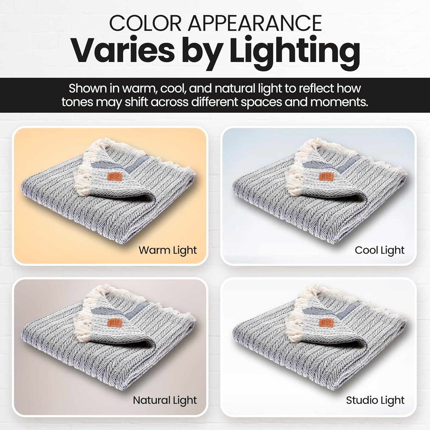 Gold Case Throw Blanket for Couch - 100% Recycled Turkish Cotton Blankets & Throws - Vintage Soft Throw Blankets for Living Room - Boho Decorative Woven Couch Blanket - 50x60 - Navy Blue