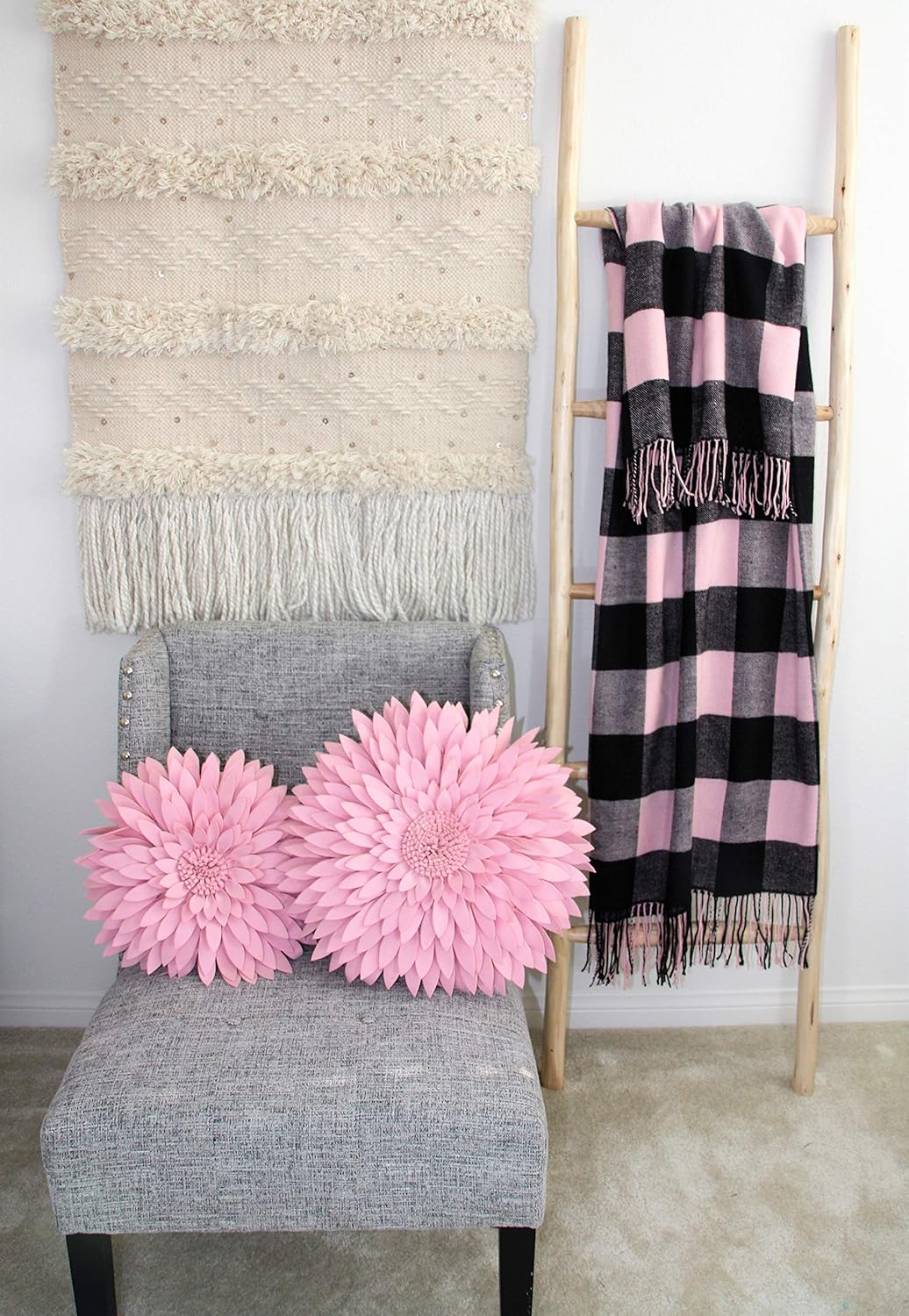 Contempo Lifestyles 3D Daisy Flower Pillow - Patented Design, Couch & Bed Decorative Pillow (18" Flower, 16" Pillow with Insert, Light Pink)