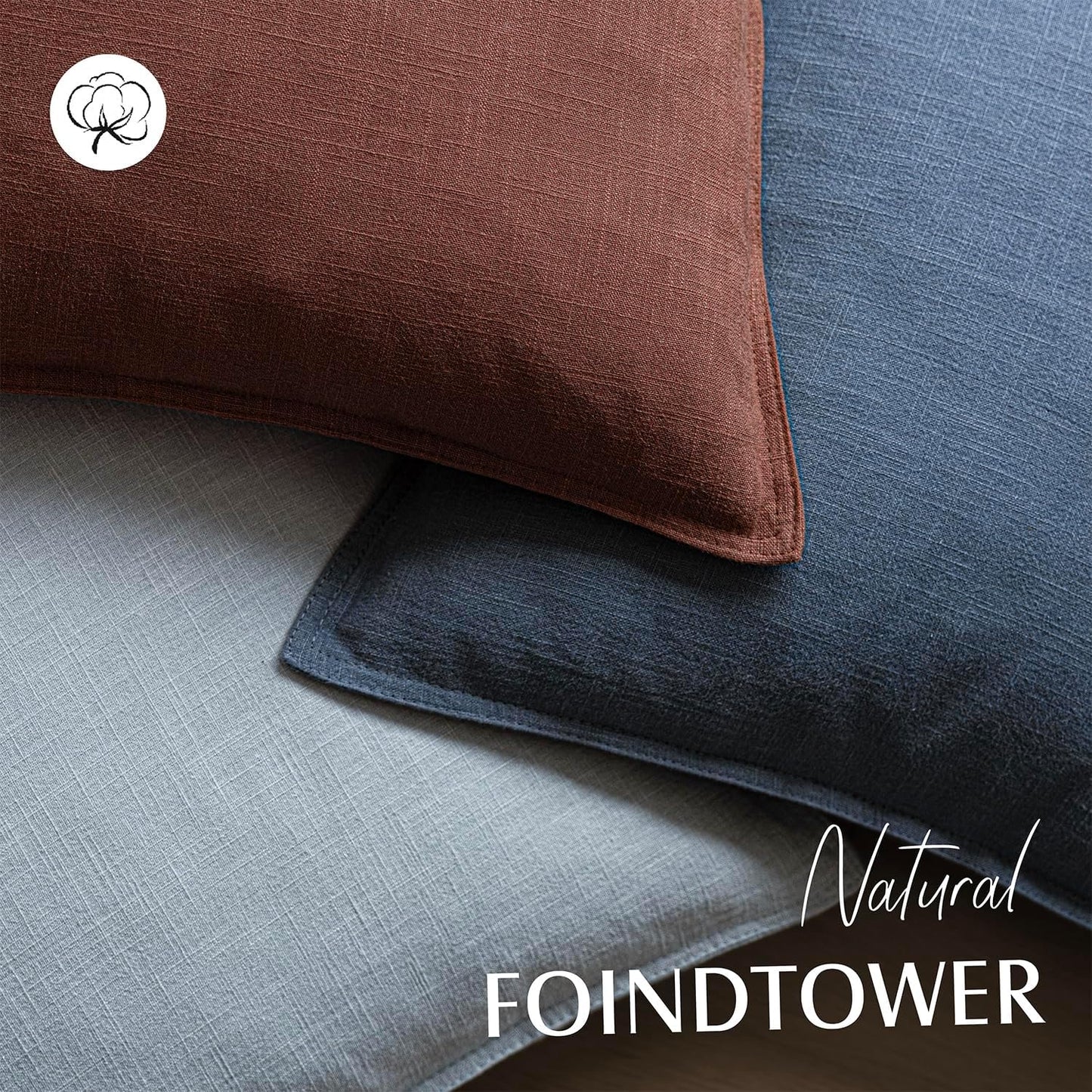 Foindtower Pack of 2, Decorative Linen Soild Throw Pillow Covers Soft Accent Euro Cushion Case Boho Farmhouse Pillowcase for Chair Couch Sofa Bedroom Living Room Home Decor 22 x 22 Inch Rust Red