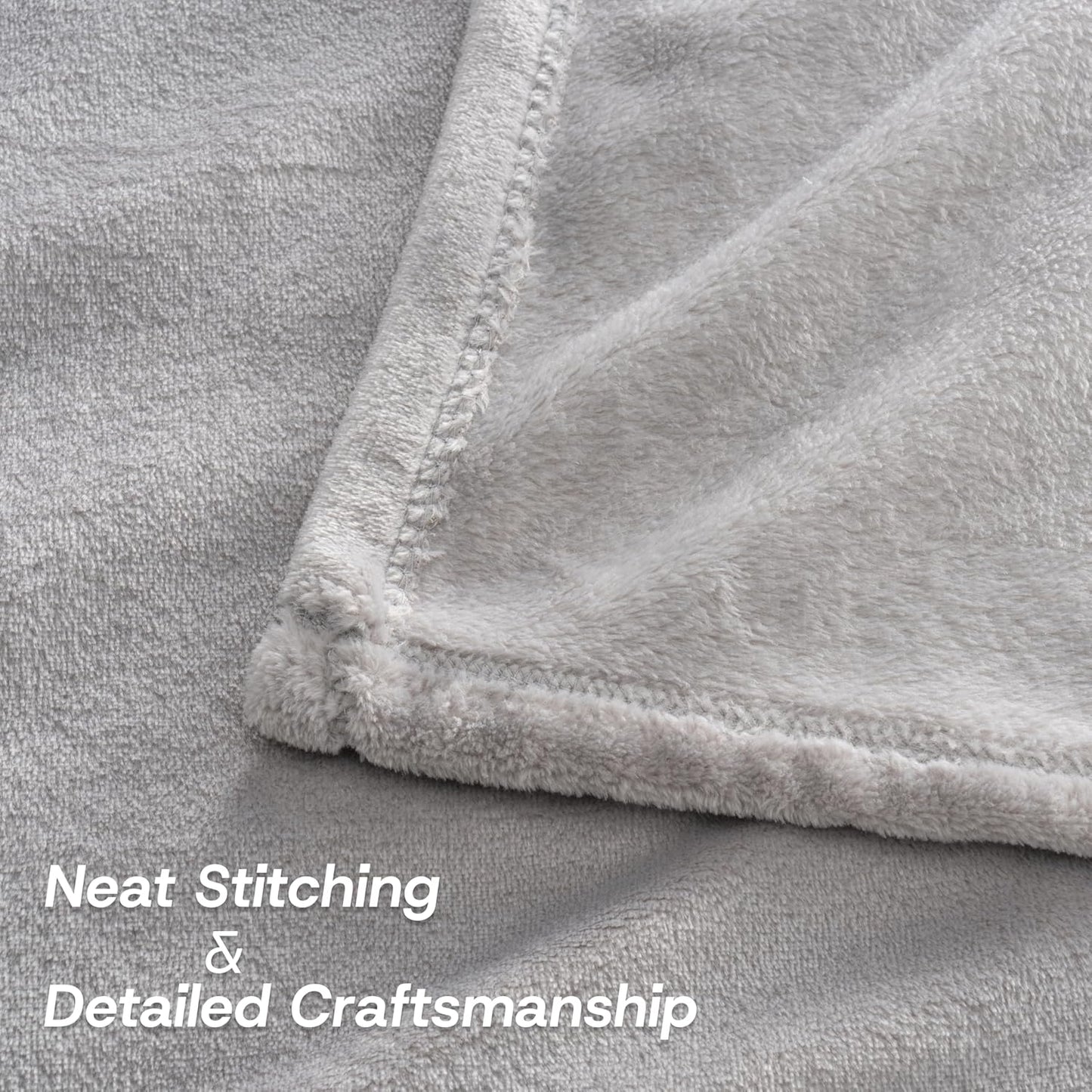 Luxury Fleece Warm Blanket, Soft Lightweight Velvety Plush Blanket for Sofa and Bed, Cozy Comfy for All Seasons(Chateau Grey, 90×90 Inches)