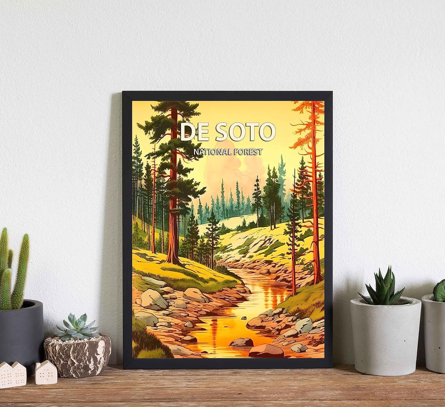 De Soto National Forest Poster Art Print Retro Mountain Wall Art Poster Vintage Decor Nature Recreation Wilderness Wildlife Decoration, Outdoor Adventure Scenic Beauty Artwork. (De Soto National