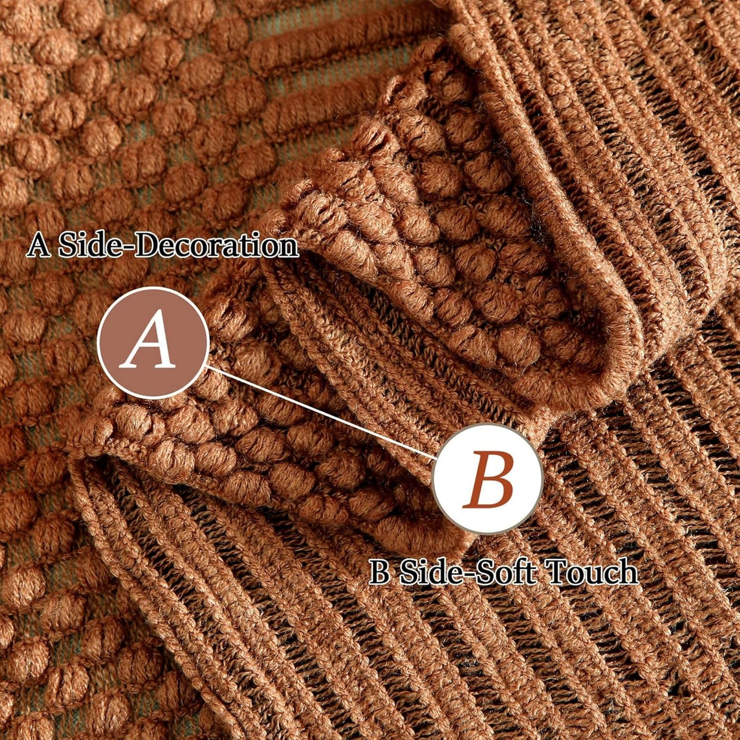 Blagic Knitted Throw Blanket for Couch and Bed, Soft & Cozy Knit Blanket with Tassel, Burnt Orange Lightweight Decorative Blankets & Throws, Farmhouse Warm Woven Blanket for All Seasons,50" W x 60" L