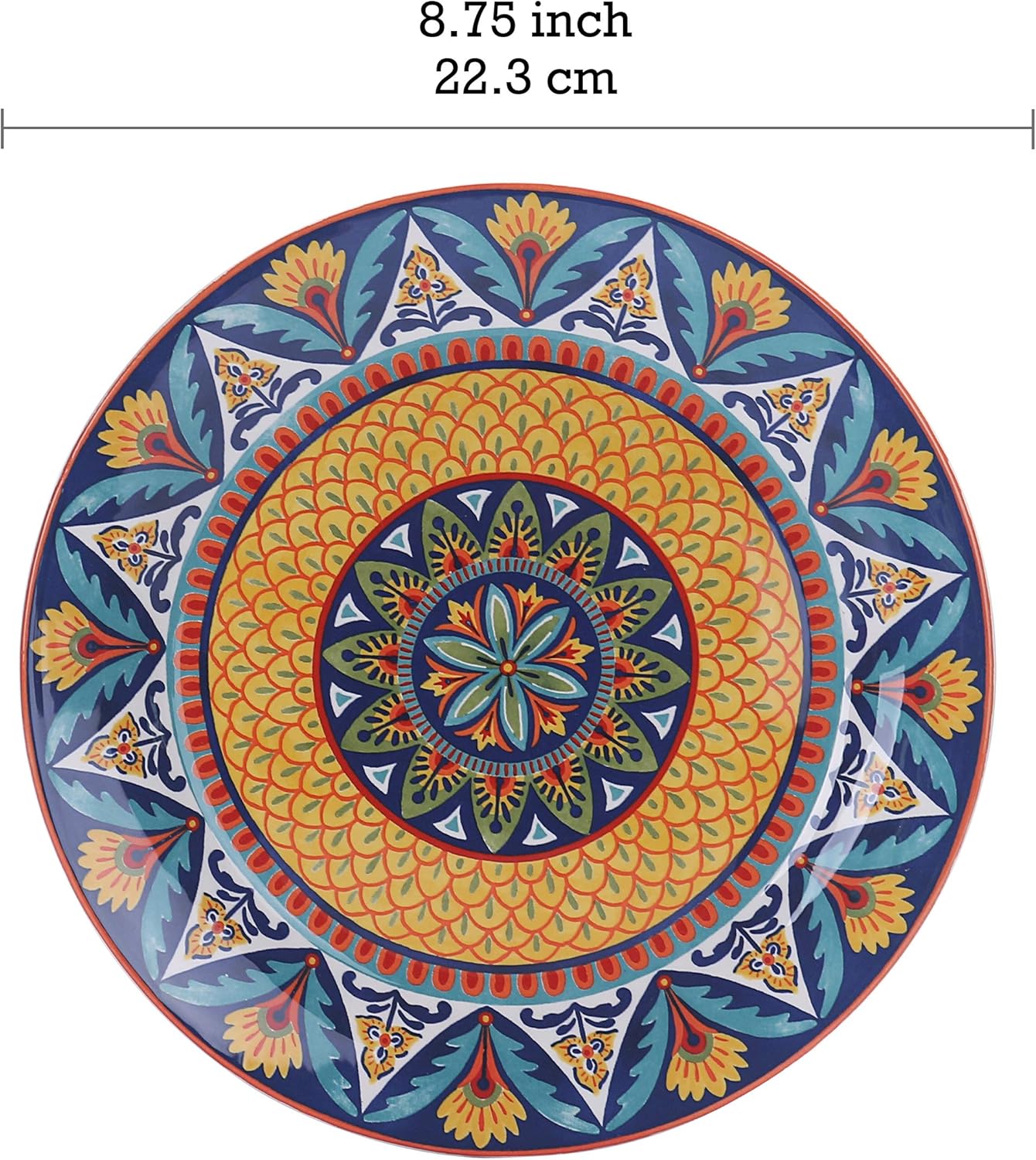 Bico Havana Salad Plates Set of 4, 8.75 Inch Ceramic Dessert Plates for Salad, Appetizer, Side Dishes, Microwave and Dishwasher Safe, Gift for Housewarming and Thanksgiving