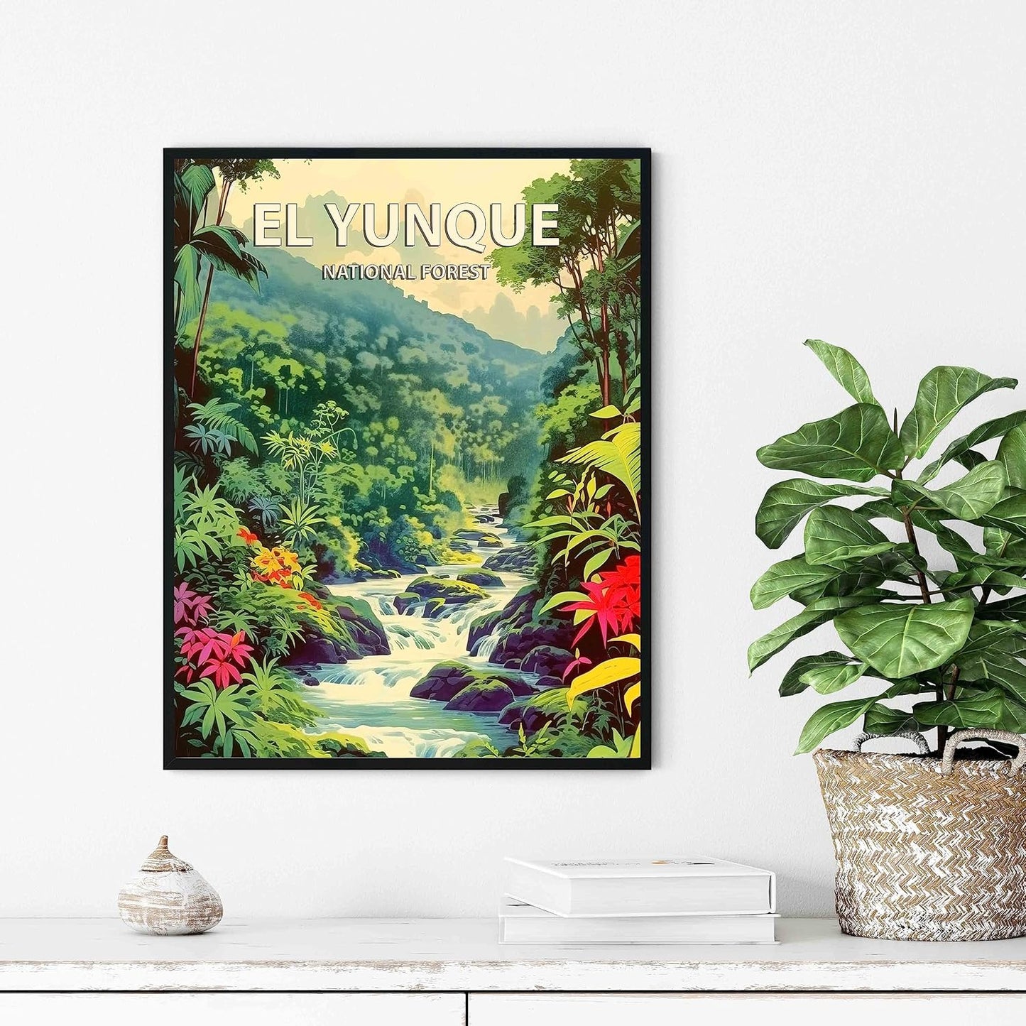 El Yunque National Forest Poster Art Print Retro Mountain Wall Art Poster Vintage Decor Nature Recreation Wilderness Wildlife Decoration, Outdoor Adventure Scenic Beauty Artwork. (El Yunque National