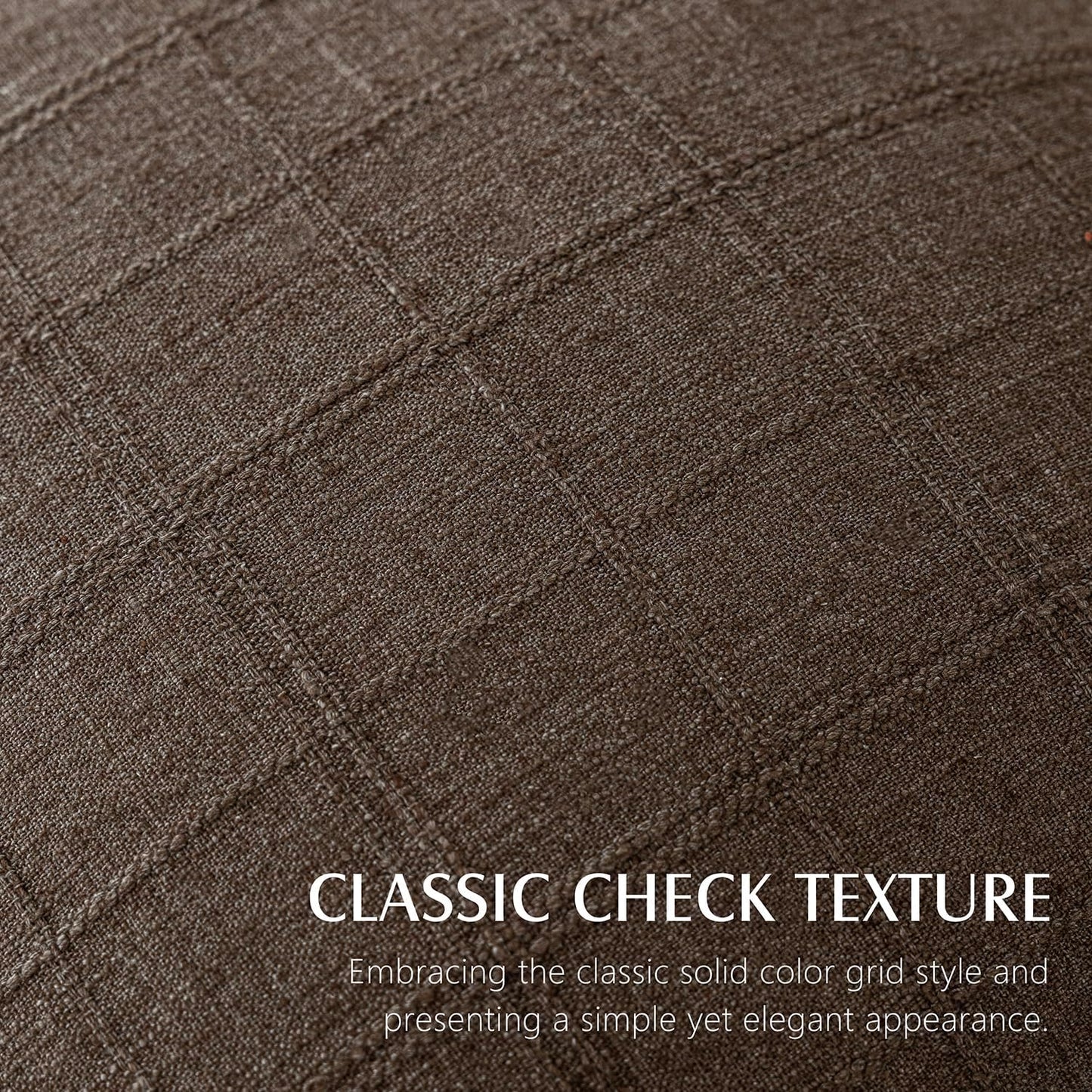 Foindtower Set of 2 Decorative Linen Check Throw Pillow Covers Neutral Farmhouse Lumbar Cushion Covers Modern Boho Home Decor for Sofa Chair Couch Bedroom Living Room,12×20 Inch,Dark Brown