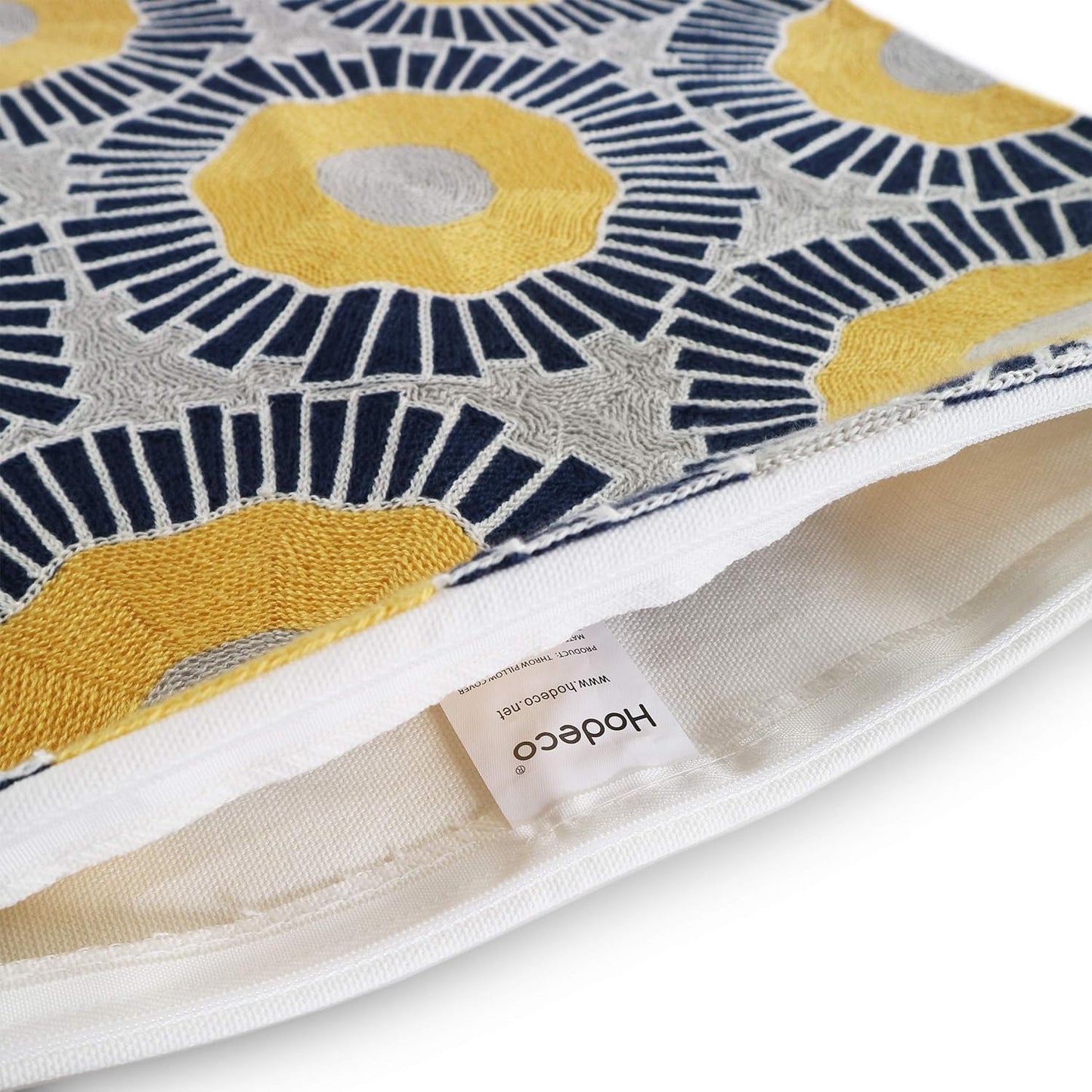 Embroidery Throw Pillow Covers 18x18 Home Decor Floor Pillow Cover for Couch Sofa Bed Room Chair 100% Cotton Cushion Cover Pillowcase 45x45cm Yellow Sunflowers Embroidered, 1 Piece