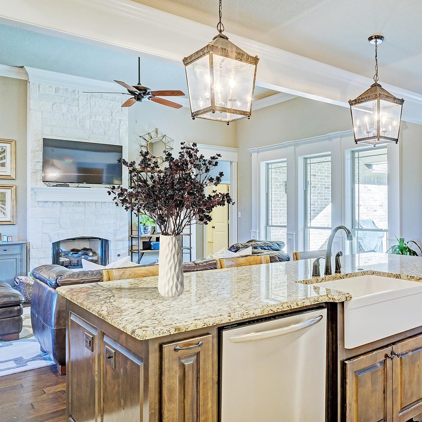 Mandy's Black Artificial Baby’s Breath Flowers 6 Bundles Silk Gypsophila with Bendable Stems for Fall Centerpiece Wedding Decor and Table Arrangements