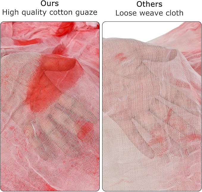 (48 x 240 in.) Halloween Creepy Cloth, Spooky Giant Cheese Cloth Tapestry for Halloween Party Supplies Decorations Outdoor Yard Home Wall Decor, White