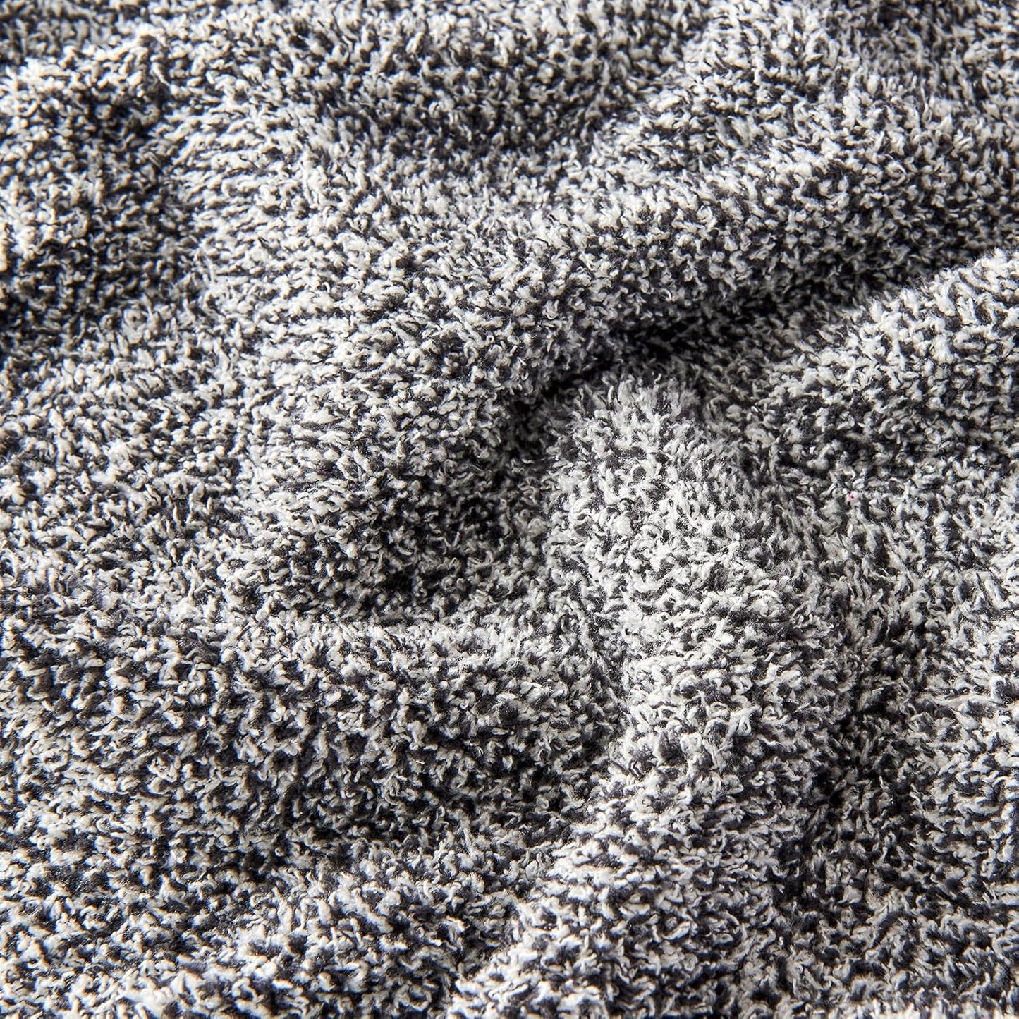 CozeCube Super Soft Fullfy Microfiber Reversible Knitted Blankets, Warm Cozy Fuzzy Plush Throw, Black and White Melange Throw Blanket for Couch Bed Sofa, 60" x 80"