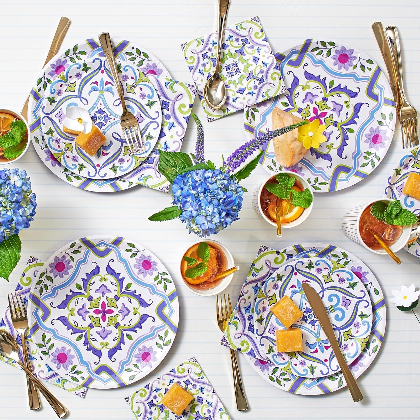 Coterie New English Garden Plates (Set of 10 Large Floral Plates) - Garden Party Plates with Floral Design for Bridal Party, Birthday Party, Baby Shower, Tea Party, More - 9.25" Floral Paper Plates