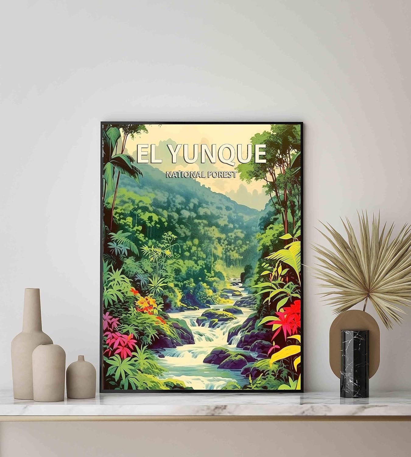 El Yunque National Forest Poster Art Print Retro Mountain Wall Art Poster Vintage Decor Nature Recreation Wilderness Wildlife Decoration, Outdoor Adventure Scenic Beauty Artwork. (El Yunque National