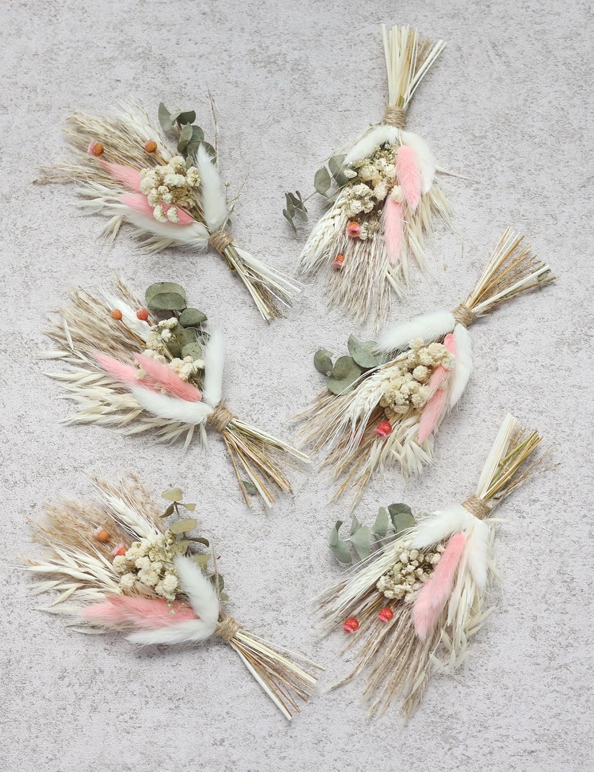 Mini Dried Flower Bouquets for Bridesmaid Proposal Gift Boxes, Birthday Cake Arrangements, boutonnieres, Small vases for Table Centers, Bohemian Wedding Decorations (Blush)