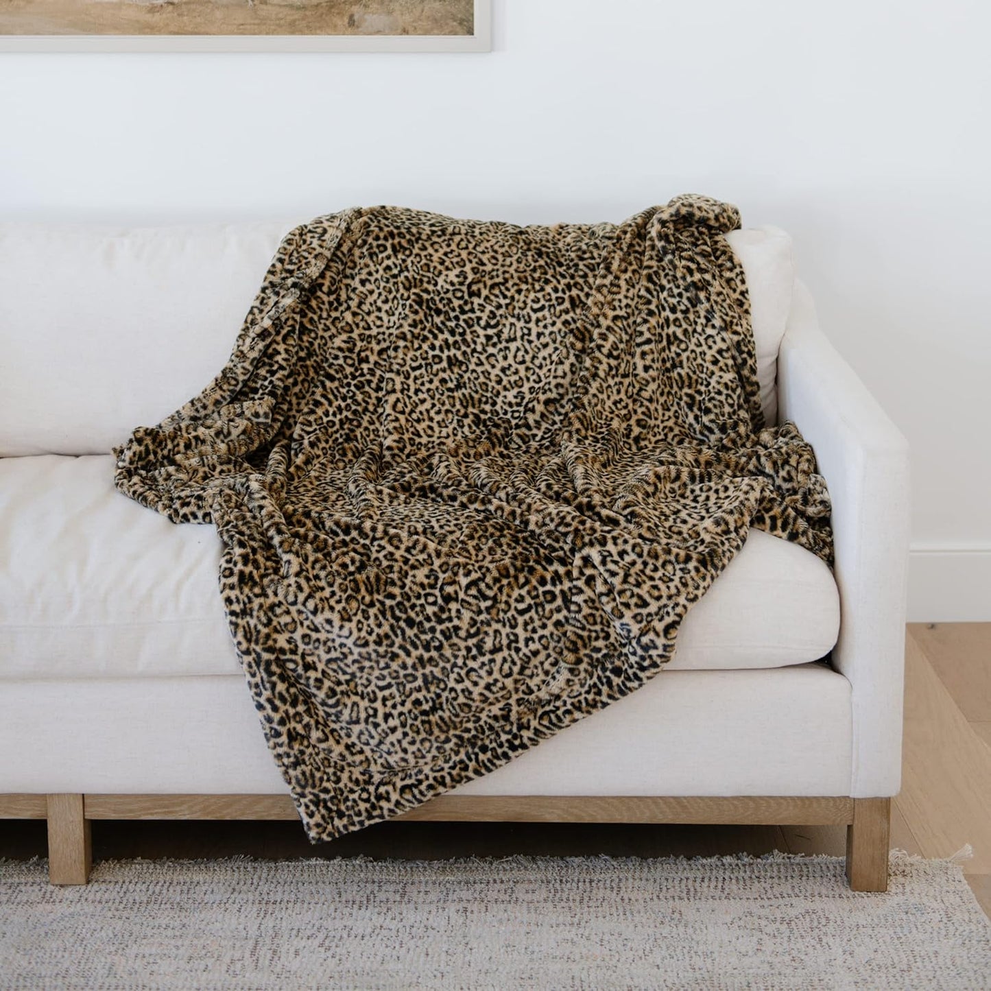 GRACED SOFT LUXURIES Throw Blanket Softest Warm Elegant Cozy Cheetah Faux Fur for Home, Couch, Sofa, Bed, Living Room (Classic Leopard, Large 50" x 60")