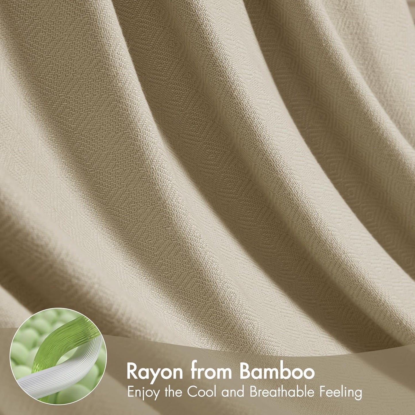 Madison Park Queen Size Blanket, 70% Rayon Bamboo-Based, 30% Cotton, Breathable for Hot Sleepers Menopause, Ultra Soft and Snag-Resistant, Summer Blanket for Bed or Couch, Queen 90"x90" Khaki