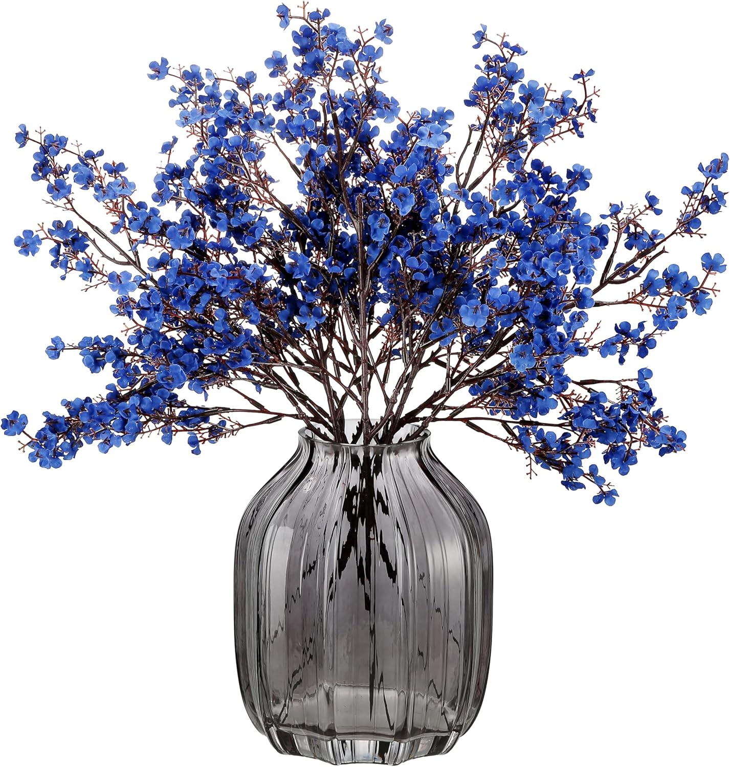 JAKY-Global Real Babys Breath Artificial Flowers Dark Blue 6 Bundle Vase Filler European Fake Silk Plants Decor Dresser Wedding Party Decoration Bouquets DIY Home Garden