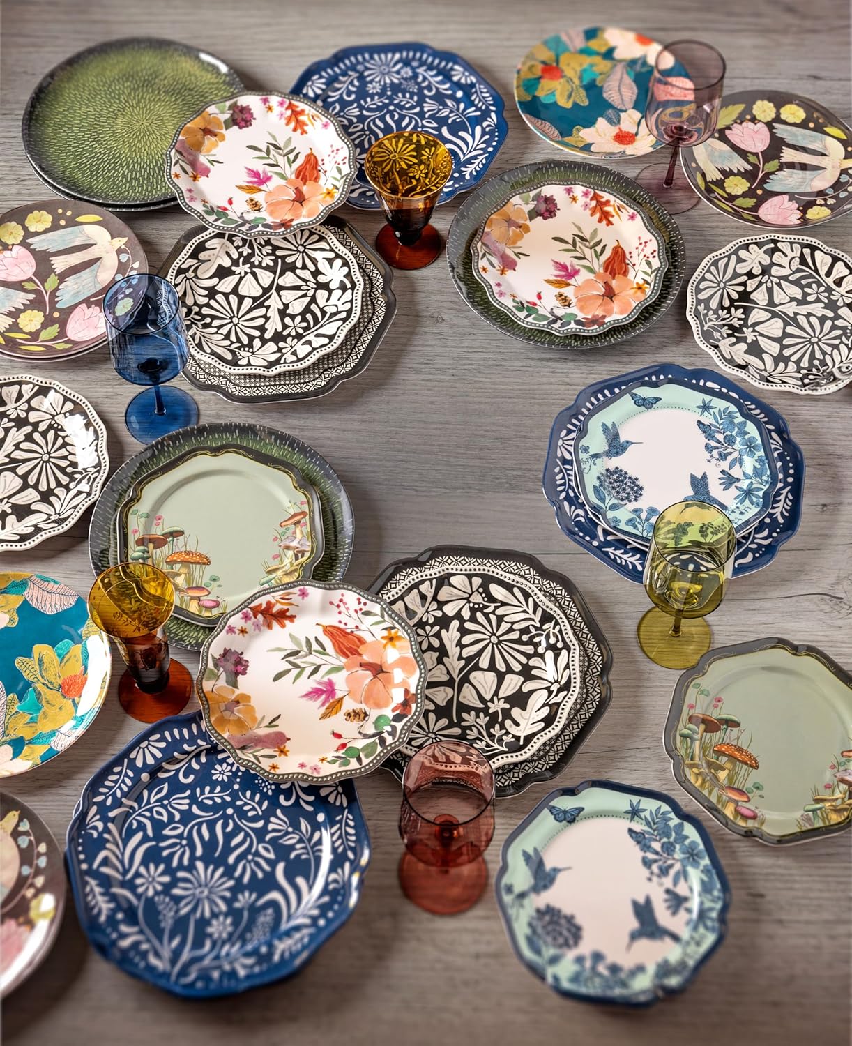 Karma, 10.75 inches Melamine Dinner Plates Set of 4, Reusable Dishwasher Safe Plates for Outdoor and Indoor, Mykonos