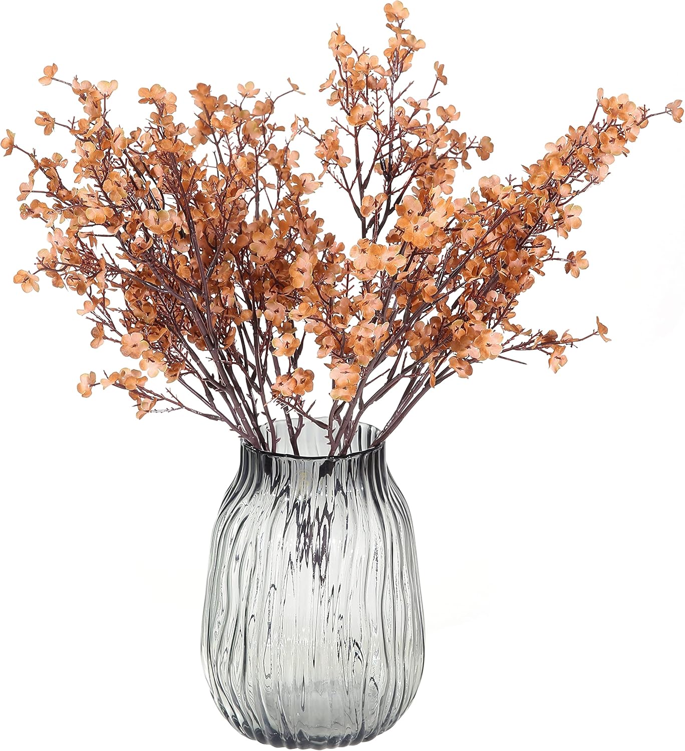 JAKY-Global Babys Breath Silk Artificial Flowers 6 Bundle Fake Plants Fall Decorations for Farmhouse,Home Decor Wedding Party Decoration Bouquets DIY Garden (Dark Brown Pink 6pcs)