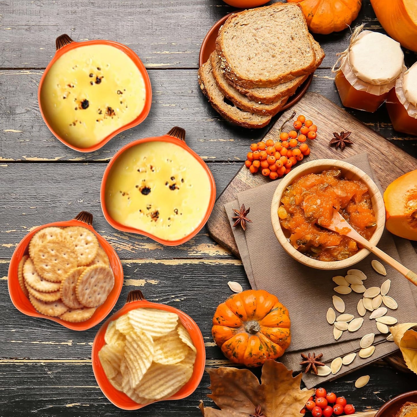 Kolewo4ever 12 Pieces Pumpkin Ramekins Thanksgiving Ramekins Ceramic Bowls Pumpkin Bowl 6 oz Oven Safe Ramekin for Thanksgiving Serving Dip, Sauce, Condiments,Snack