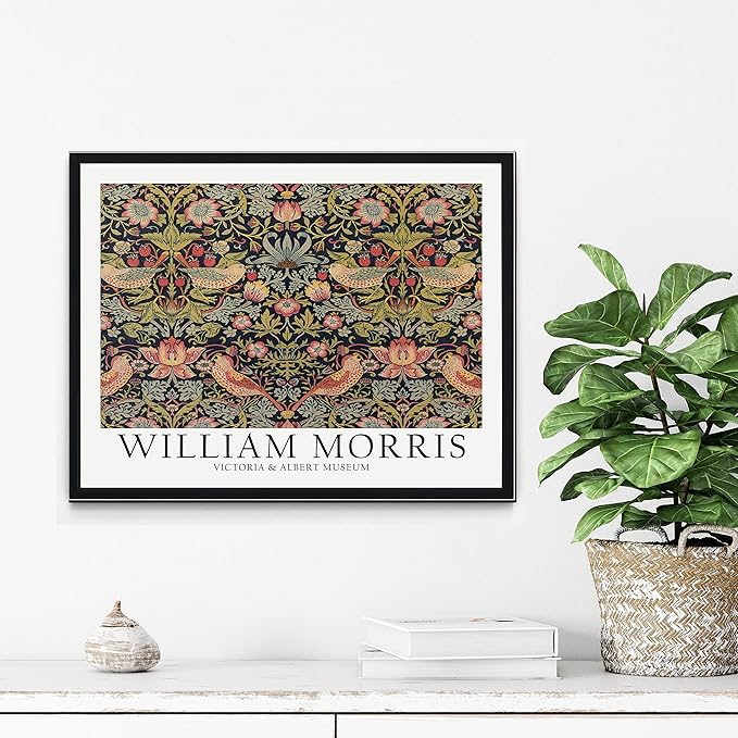 William Morris Birds and Flowers Wall Art Poster Prints, Famous Artist Patterns, Vintage Flowers Decor Artwork, Tapestry Historic Cultural Illustrations Fine Art, Colorful for Living Room, Bedroom,