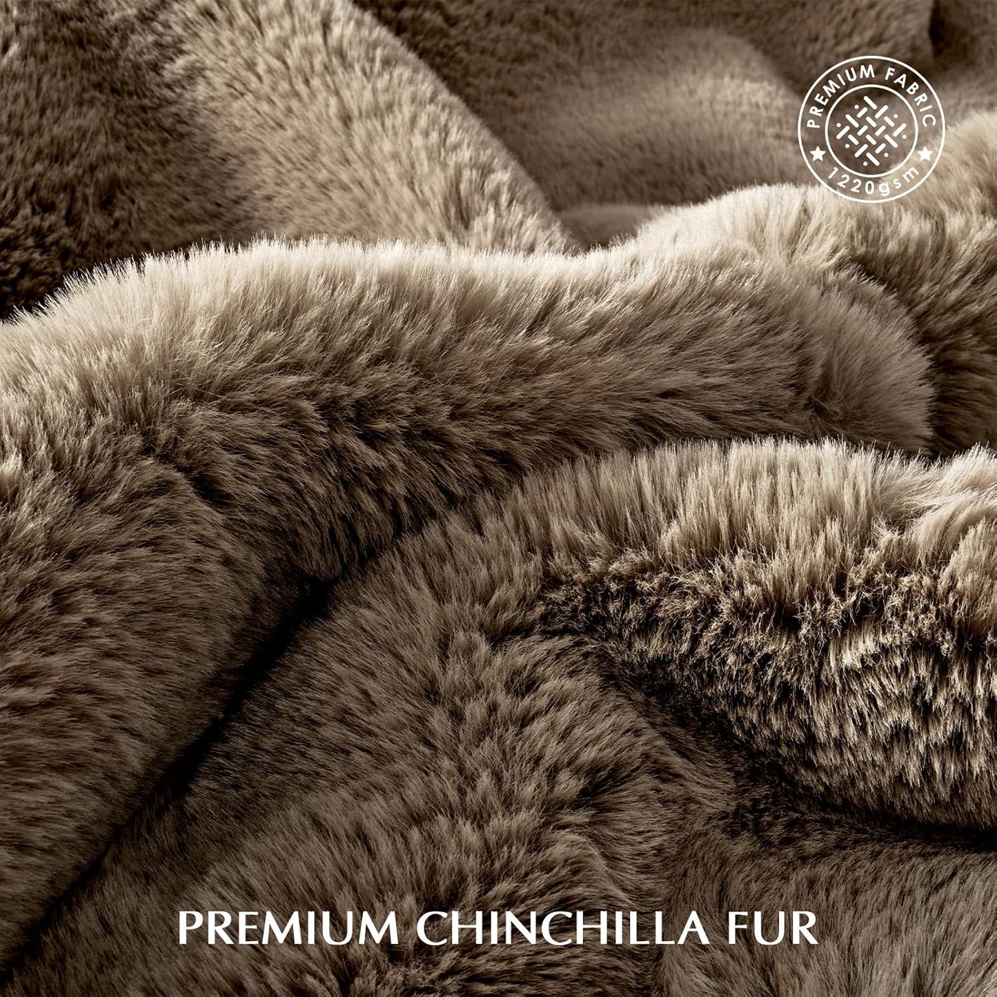 EVERGRACEHOME Luxury Soft Faux Chinchilla Fur Throw Blanket for Couch, Warm Thick Heavy Winter Throw Blanket 1220GSM for Bed, Fluffy Cozy Mink Blanket with Reversible Velvet, Tawny Mink, 60"x80"