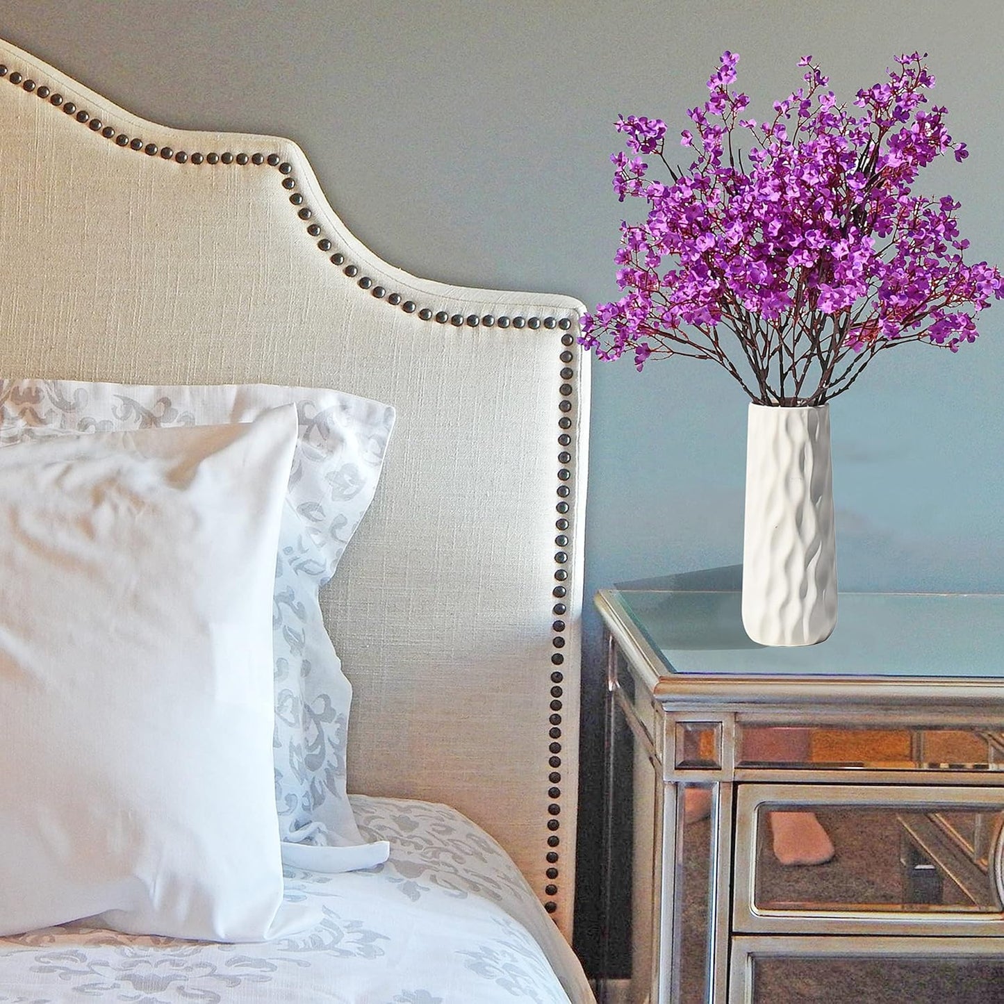 Mandy's Purple Artificial Baby’s Breath Flowers 6 Bundles Silk Gypsophila with Bendable Stems for Fall Centerpiece Wedding Decor and Table Arrangements