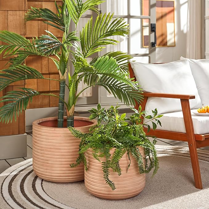 SAFAVIEH Outdoor Collection Nardo Terracotta Cement Planter Pot Set of 2