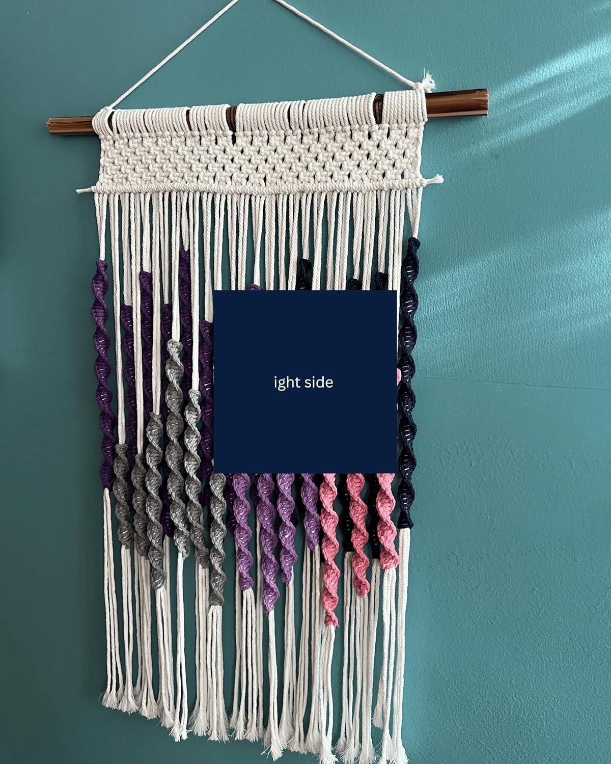 Knots & Beyond Purple Macrame Wall Hanging with Driftwood Dowel, Bohemian Tapestry Wall Art with Rod, Boho Wall Decor Above Bed, 22" x 32"