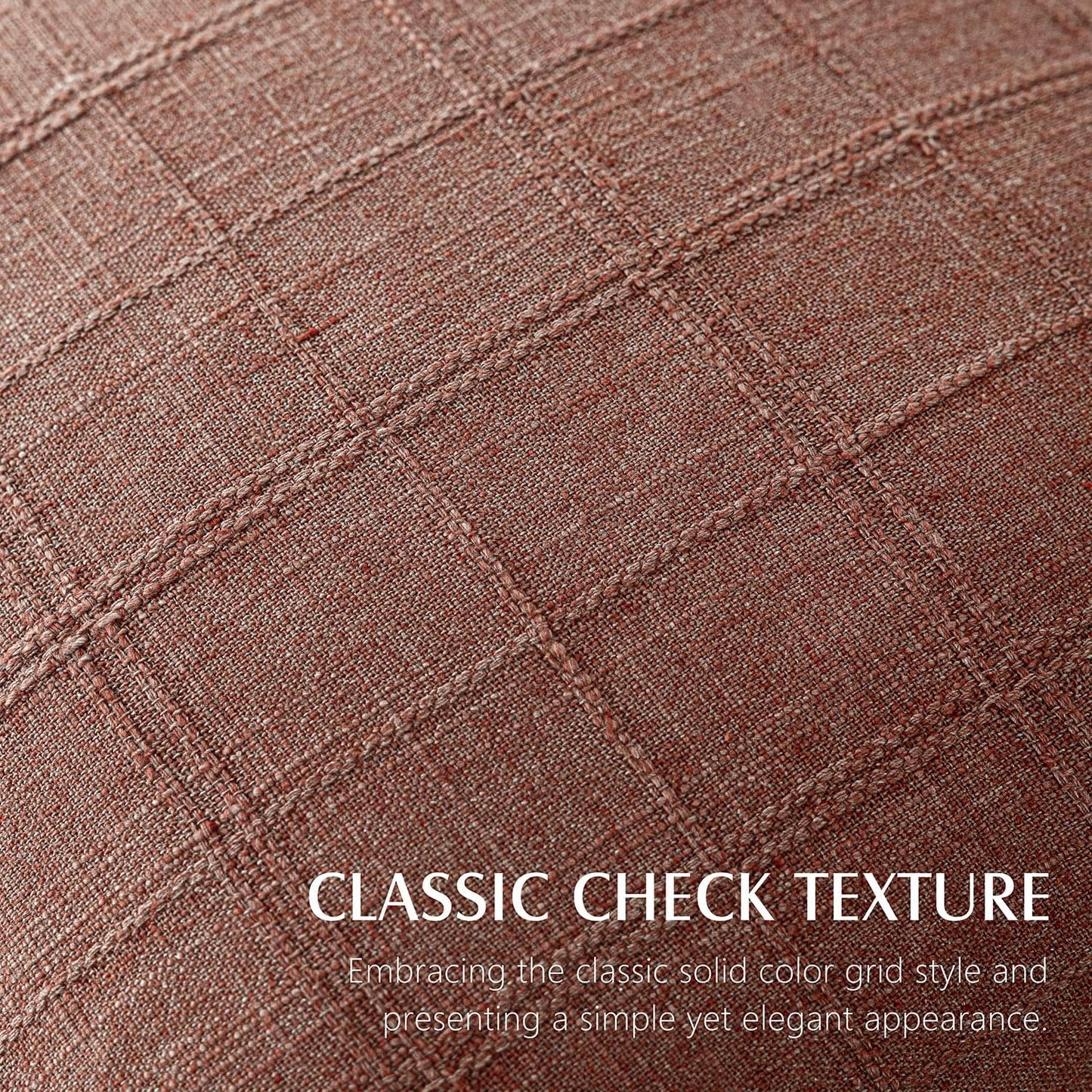 Foindtower Set of 2 Decorative Linen Check Throw Pillow Covers Neutral Farmhouse Vintage Cushion Covers Modern Boho Home Decor for Sofa Chair Couch Bedroom Living Room,24×24 Inch,Autumnal Red